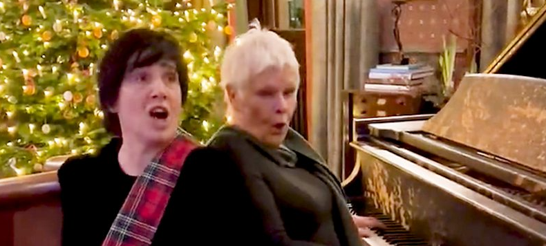 Judi Dench gigs with Sharleen Spiteri at party